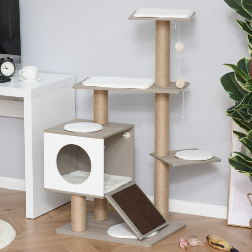 Cat Tree Tower w/ Jute Scratching Posts Condo Cushion Perch 23.5&quot; x 19&quot; x 48&quot;