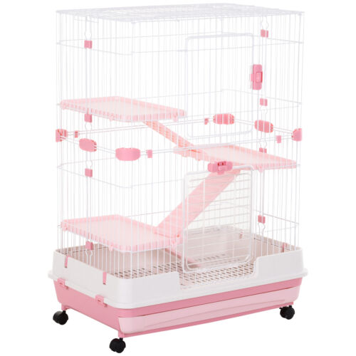 4-Level Hamster or Small Animal Hutch/Cage, Pink, 43.25&quot; H 842525145275