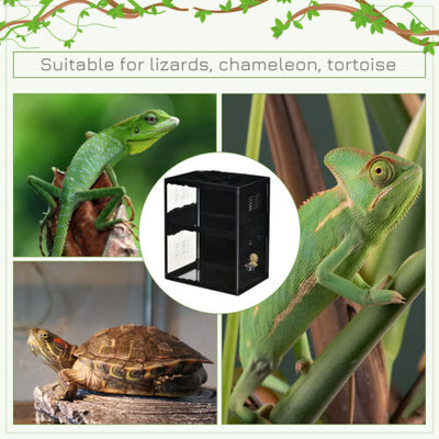 Reptile Cage Enclosure, Lizard Breeding Tank w/ Lamp Holders, Turtle, Chameleon 196393070970