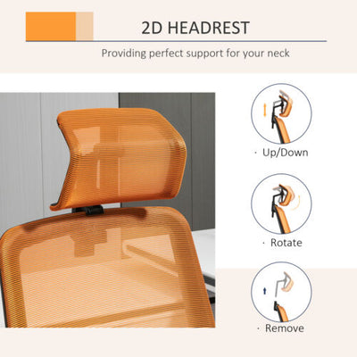 Mesh Office Chair High Back Swivel Task Chair w/ Rotate Headrest, Orange