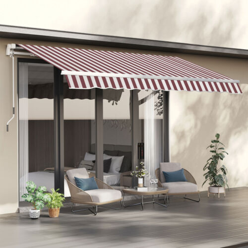 11&apos; x 10&apos; Retractable Awning Fabric Replacement UV Protection Canopy Red &amp; White