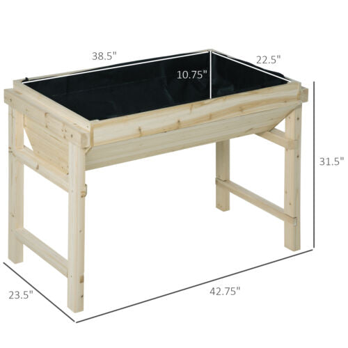 43&quot;x24&quot; Raised Garden Bed Elevated Planter Box for Vegetable, Flower and Herb