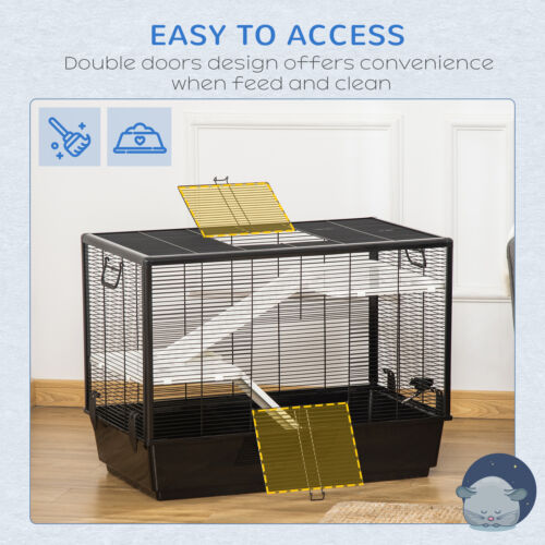 Small Animal Cage with Easy-Grip Handles, Metal Chinchilla Cage, Hedgehog Cage