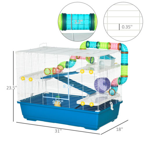 4 Tier Rat Gerbil Cage W/ Portable Carry Handles, Water Bottle, Exercise Wheel 196393256381