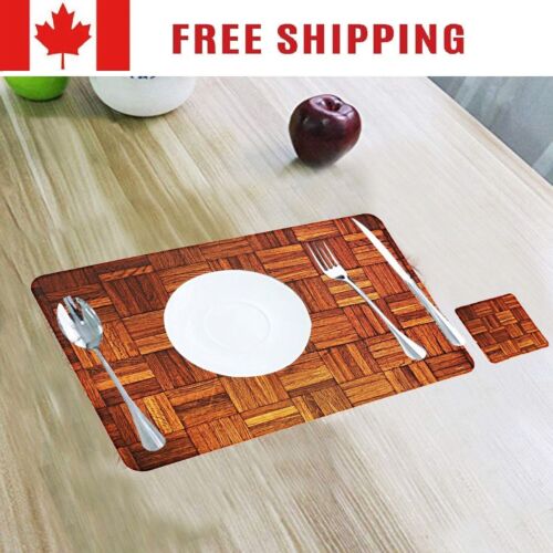 5PCS Wooden Design PVC Dining Table Placemat For Refrigerator Drawer