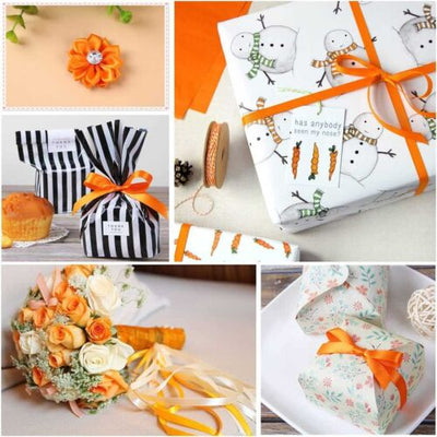 10M Orange Satin Ribbon 25mm For Gift Wrapping, Diy Hobby Crafts, Decorations