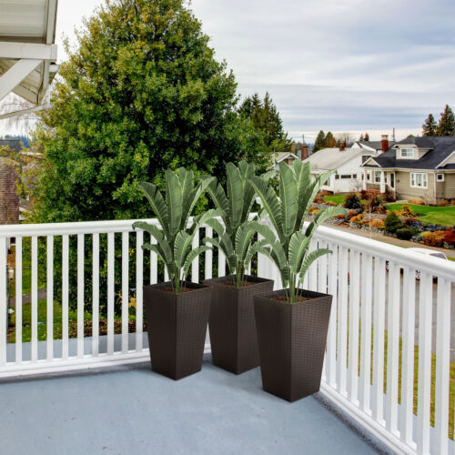 Set of 3 Tall Planters Outdoor &amp; Indoor Flower Pot Set Decorative Container