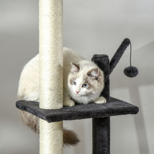 Multilevel Cat Activity Center Floor to Ceiling with Kitty Hammock and Toys 842525165839