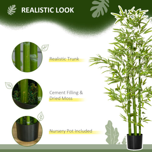 5 Feet Artificial Bamboo Plant Fake Tree Potted Indoor Outdoor Home Décor