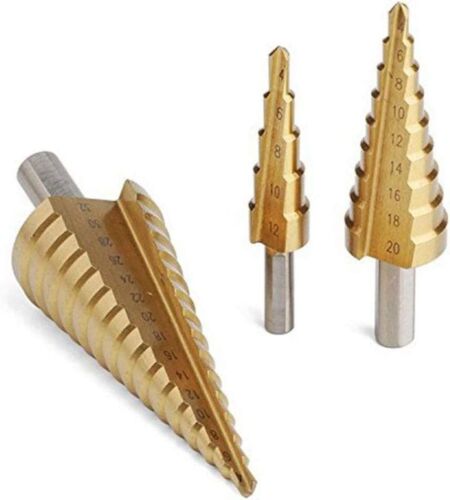 3 Pcs Titanium Nitride Coated Drill Set Steel for iron, aluminum plate NEW K