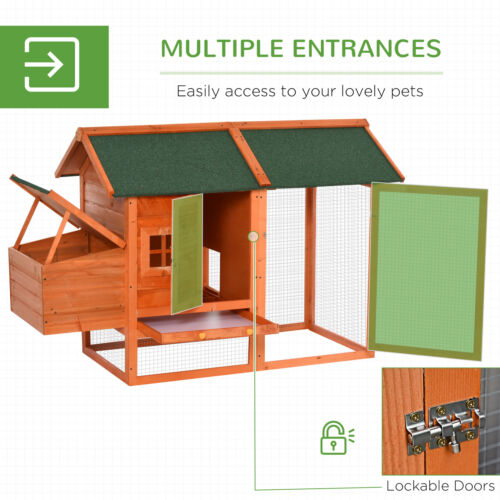 Wooden Chicken Enclosure Small Animal Habitat with Asphalt Roof Removable Tray 842525180214