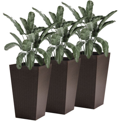 Set of 3 Tall Planters Outdoor &amp; Indoor Flower Pot Set Decorative Container