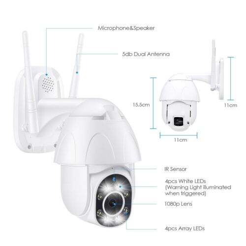 1080P HD Smart WiFi IP Camera CCTV PTZ Home Security Outdoor Wireless IR Cam