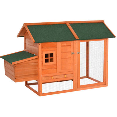 Wooden Chicken Enclosure Small Animal Habitat with Asphalt Roof Removable Tray 842525180214