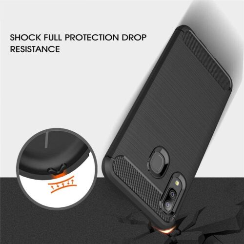 For Samsung Galaxy A10e & A20e Case - Shockproof Carbon Fiber Soft TPU Cover