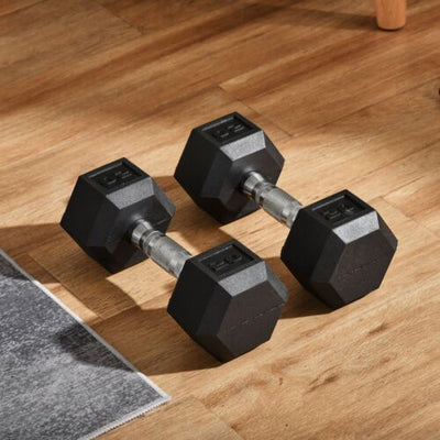 40lbs Rubber Dumbbells Weight Set for Body Fitness Training