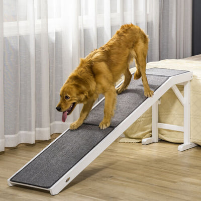 Pet Bed Ramp w/ Non-Slip Carpet &amp; Top Platform Older Dogs, 77lb. Weight Limit 196393070895