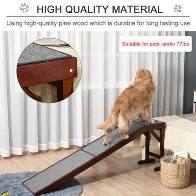 Pet Ramp Bed Steps for Dogs Cats with Non-slip Carpet Top Platform Brown Grey