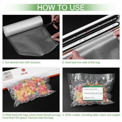 4x Vacuum Food Sealer Bags Rolls Dry Wet Food Bags Saver Seal Storage 28M*500CM