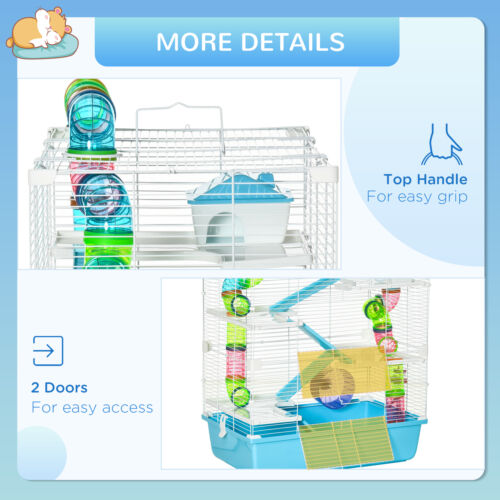 Extra Large Hamster Cage with Wheel, Portable Handles, Tubes and Tunnels System