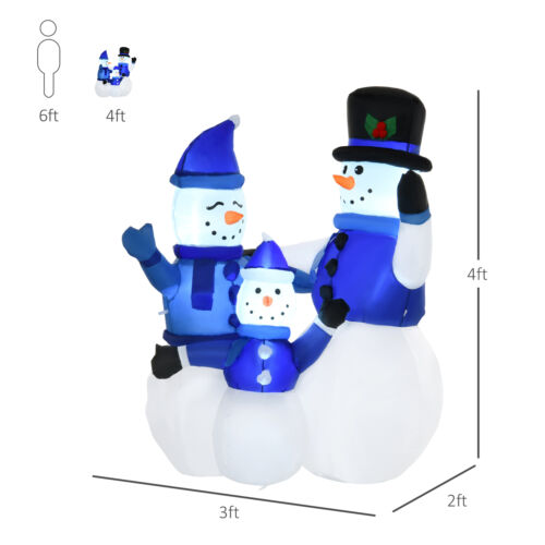 4FT Tall Large LED Lighted Christmas Inflatable Snowmen Holiday Decorations