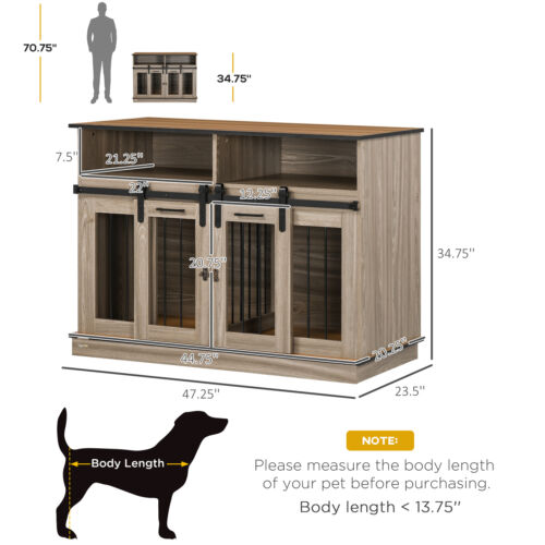 Large or Small Dog Cage w/ Shelves Sliding Doors, Fancy Puppy Furniture