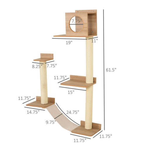 Multiple Level Wall Mounted Feline Condo w/ Interior Sleep Space &amp; Lounge Area 842525121231