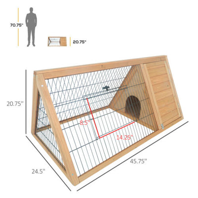 Outside Triangle Shaped Wooden Protective Pet House w/ Ventilating Wire, Yellow