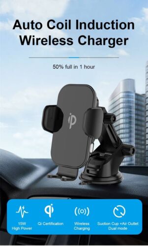 15W Car phone Holder Fast Qi Wireless Car Charger Charging Mount Vent Dashboard