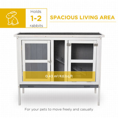 Wooden Bunny Hutch 2-Levels w/ Roof Mesh Window for Outdoors &amp; Small Animals 842525170864
