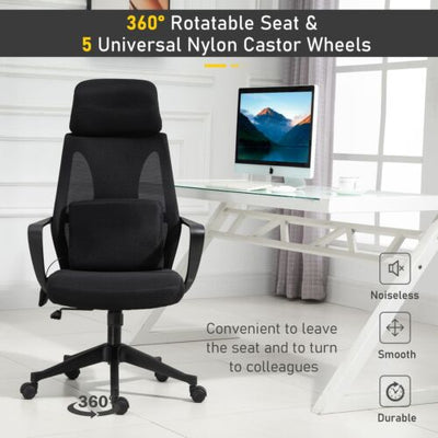 Office Chair Swivel With Massage Lumbar Cushion USB Adjustable Seat &amp; Headrest