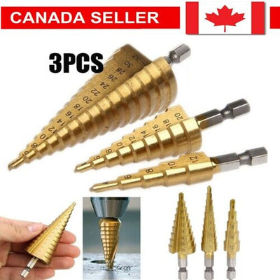 Titanium Plated Step Drill Bit High Speed Steel Hole Cutter Wood Metal Drill Bit