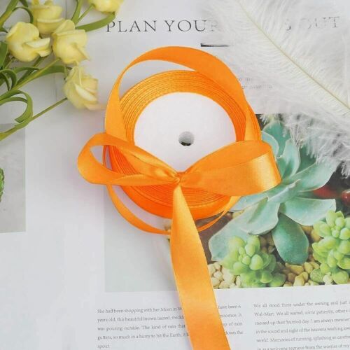 10M Orange Satin Ribbon 25mm For Gift Wrapping, Diy Hobby Crafts, Decorations