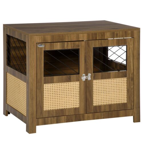 Small to Medium Sized Dog Kennel Furniture Indoors with Rattan and Double Doors