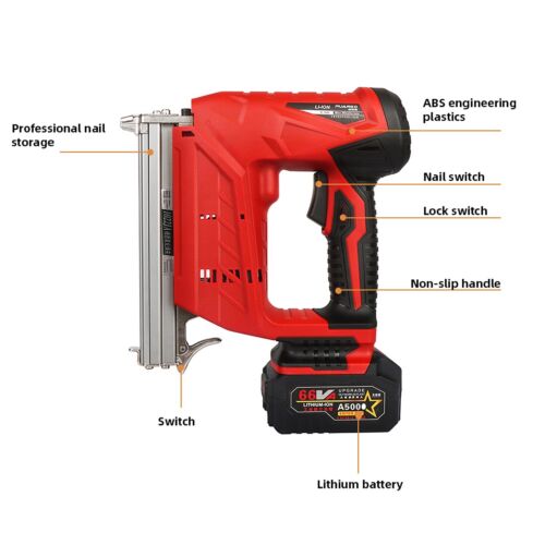 Electric Nail Gun Portable Rechargeable Tacker Stapler Power Tools For Furniture