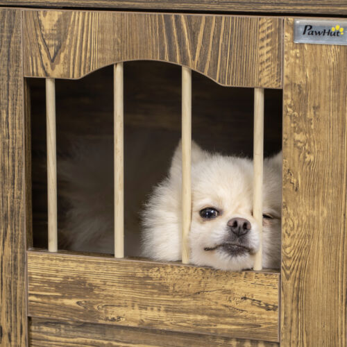 Wooden Dog Crate with Surface, Stylish Pet Kennel, Magnetic Doors, Brown 196393066485