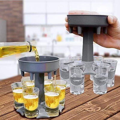 6 Shot Glass Dispenser Holder Wine Drinking Liquor Dispenser Party Games Pourer
