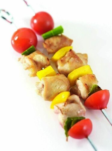 6pcs BBQ Kabob Skewers Roasting Sticks Meat Skewers 35cm Flat Stainless Steel