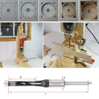 6/12.5mm Woodworking HSS Square Drill Bit Wood Hole Saw Mortising Chisel ToolCA