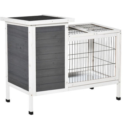 Pawhut 36&quot; Wooden Outdoor Rabbit Hutch Elevated Bunny Cage Pet House with Run 842525115827