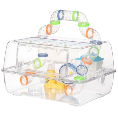 Plastic Hamster Cage with Tubes and Tunnels, 2-Level Small Animal Habitat 196393257135