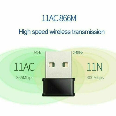 1200 Mbps FAST Wireless WiFi Network Receiver Adapter 5GHz Dual Band Dongle