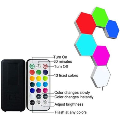 10pcs RGB LED Quantum Hexagonal Wall Lamp Touch Sensitive Honeycomb Night Light