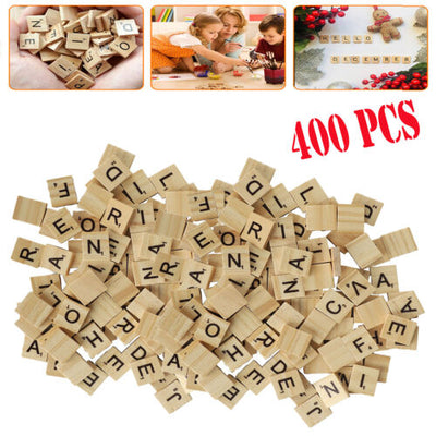400pcs Wooden Alphabet Letter Crafts Wooden Tiles Decorations For DIY Home Event
