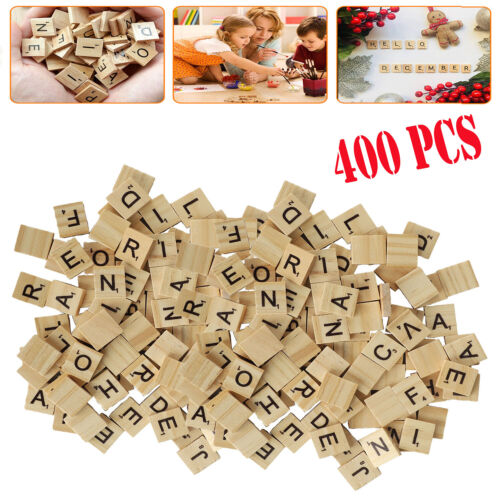 400pcs Wooden Alphabet Letter Crafts Wooden Tiles Decorations For DIY Home Event