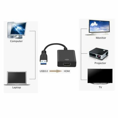 USB 3.0 to HDMI Adapter Cable Male to Female Video 1080P PC For TV HDTV w/ Audio