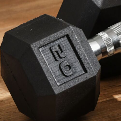 40lbs Rubber Dumbbells Weight Set for Body Fitness Training