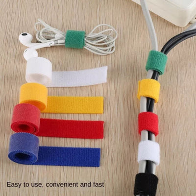 5Pack Reusable Fastening Tape Cable Ties Double Side Hook Roll Hook Straps