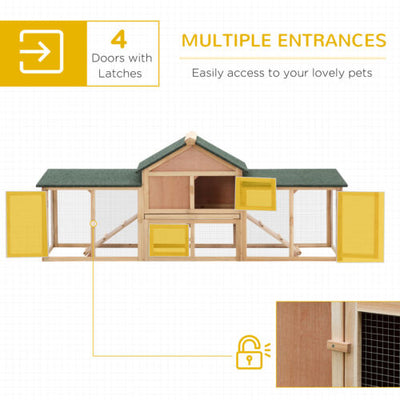 Big Rabbit Cage W/ Double Ramp, Weatherproof Wood Rabbit Hutch, Natural 842525143639