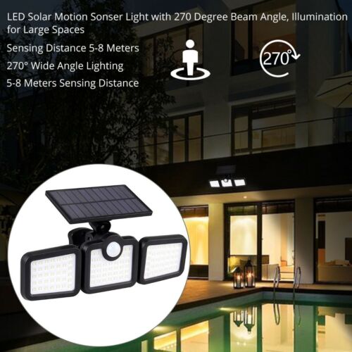 3 Heads Adjustable 108 LED Solar Wall Lights Outdoor 108 LED for Yard Garage CA